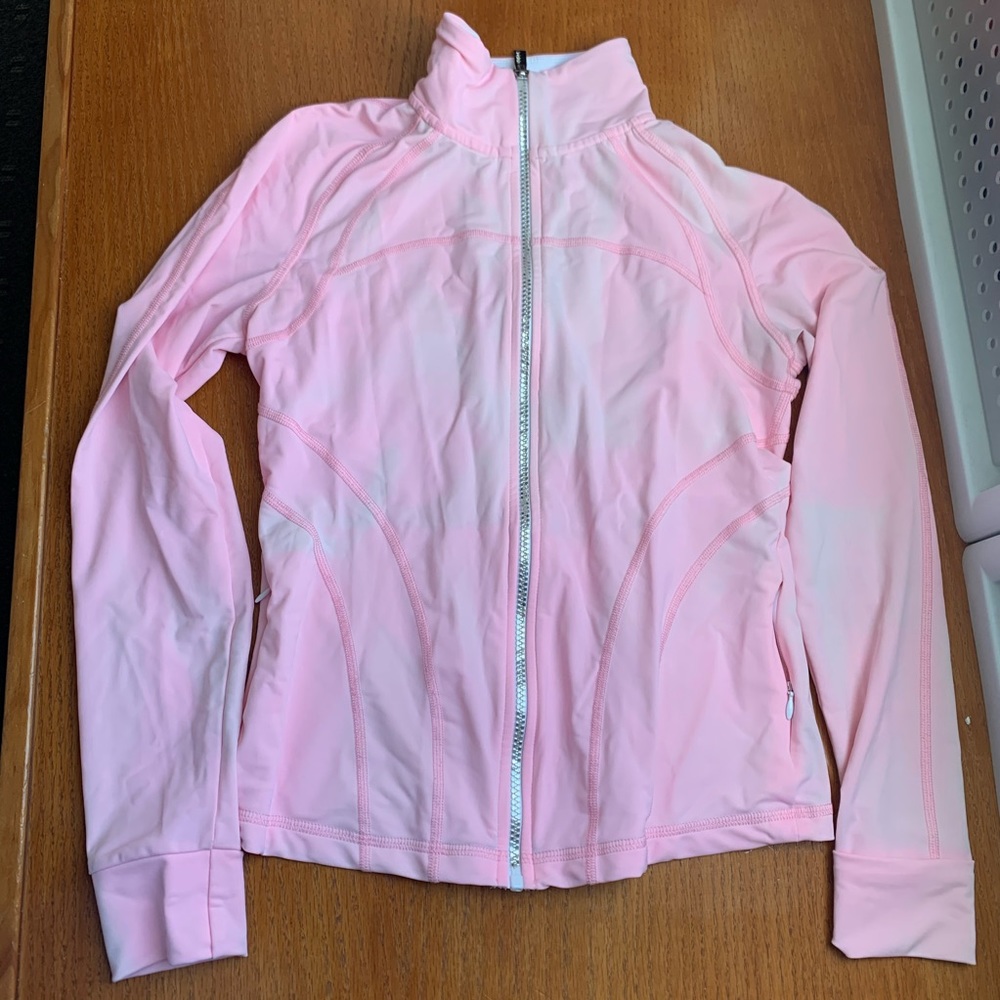 Bebe BBSP pink white work out zip up jacket